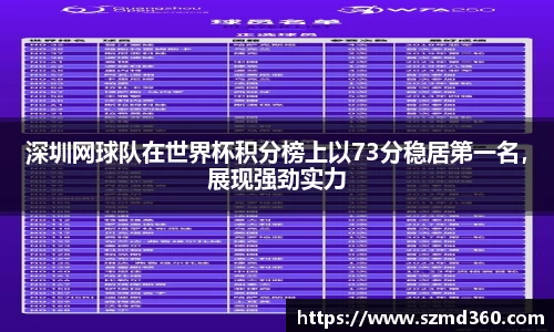 深圳网球队在世界杯积分榜上以73分稳居第一名，展现强劲实力